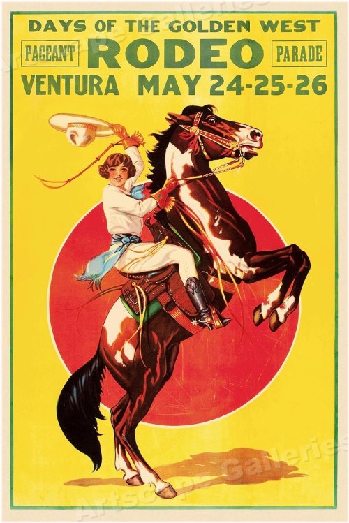 Golden West Rodeo Poster - 1930s Vintage Style (20x30)