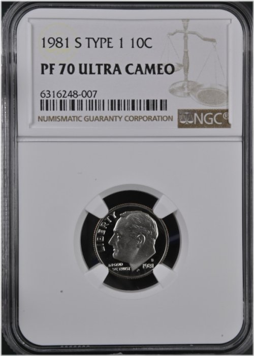 1981 S Type 1 Proof Roosevelt Dime NGC PF70 Ultra Cameo