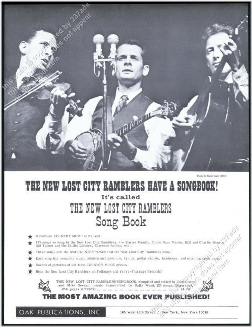 Vintage 1966 New Lost City Ramblers Song Book Print Ad