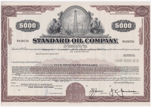 Standard Oil Company Bond Stock Certificate, 1976 Edition