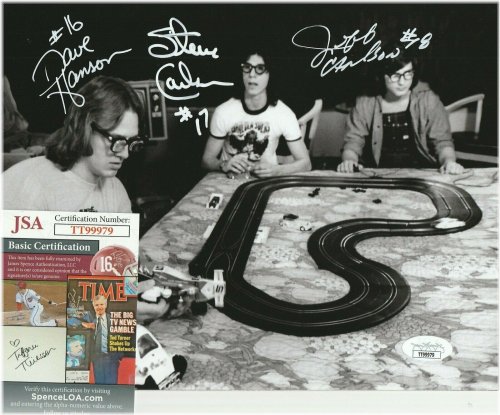 Hanson Brothers Autographed Slap Shot Photo Featuring Paul Newman