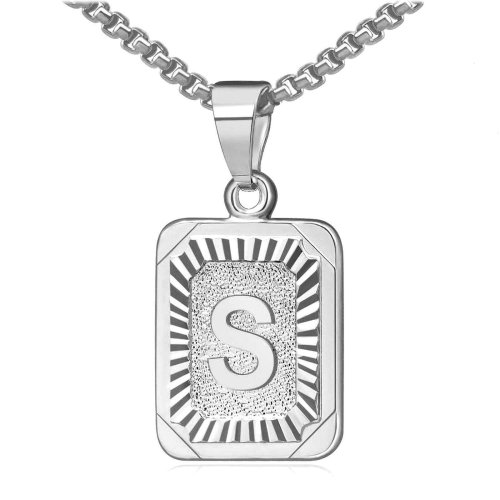 Silver Letter Necklace - Personalized Stainless Steel Pendant Gift