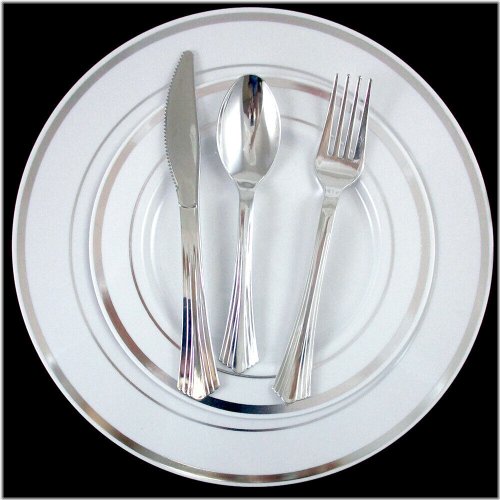 Silver Rimmed Wedding Tableware Set