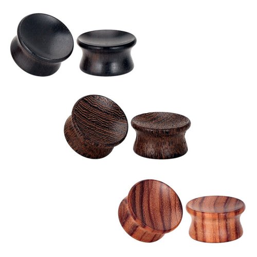 Concave Wood Ear Plugs: Double Flared Natural Ear Expanders