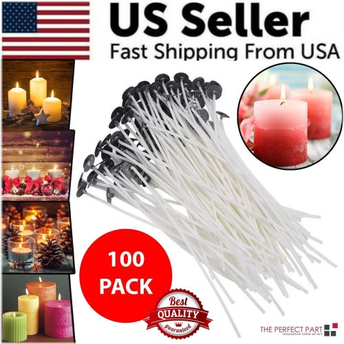 Cotton Core Candle Wicks - Pack of 100 Pre-Tabbed 6 Inch Strands