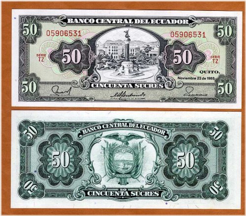 Andean Treasure - 50 Sucres Paper Note (1988)