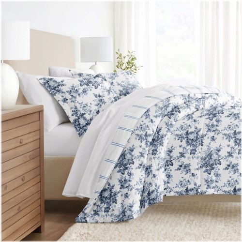 Gray Blossom Reversible Comforter Set