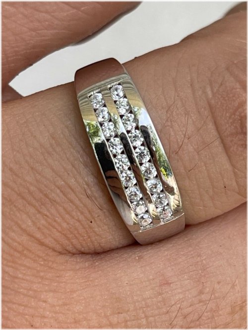 Sterling Silver CZ Ring for Men