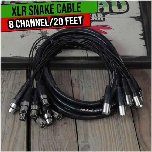 StageLink Pro Audio Cable Set - 8 Channel 20ft Mic Patch Cord for Sound Mixing and PA Systems