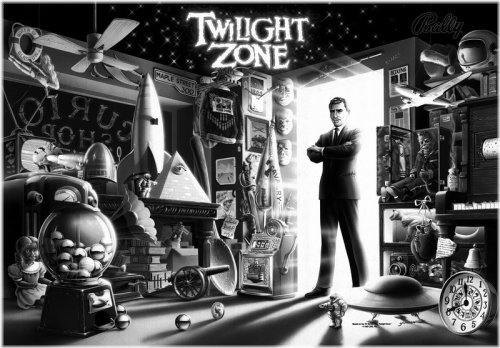 Twilight Zone Pinball Machine Translite - Monochrome Edition