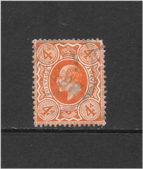 King Edward VII Orange 4p Stamp