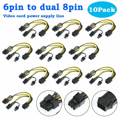 GPU Power Cable Splitter with Dual PCI-E 8 (6+2)pin Male Connectors