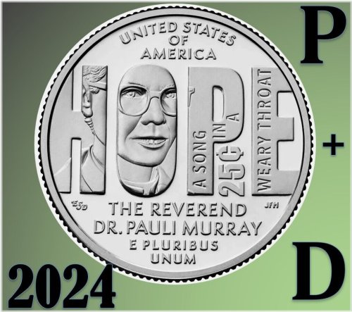 American Women Quarters - Reverend Dr. Pauli Murray - 2024 P & D Set UNC