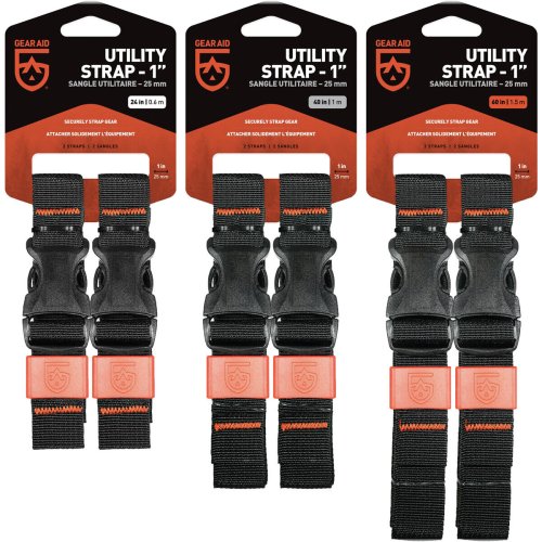 Black Utility Straps for Organizing Camping Gear (2-Pack)