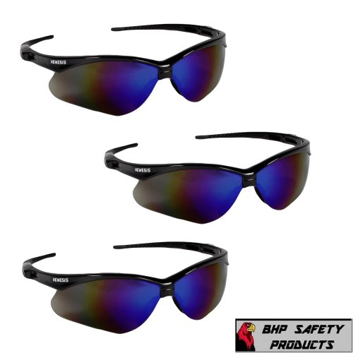 Tri-Pack Nemesis Eye Protection Set with Blue Mirrored Lenses