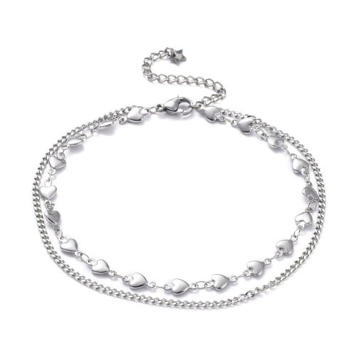 Silver Heart Anklet Bracelet