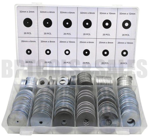 Steel Flat Washers Set - 240 Pieces