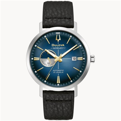 Vintage Blue Dial Black Leather Watch