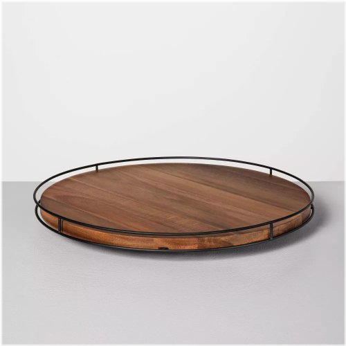 Acacia Wood Lazy Susan Rotating Serve Tray