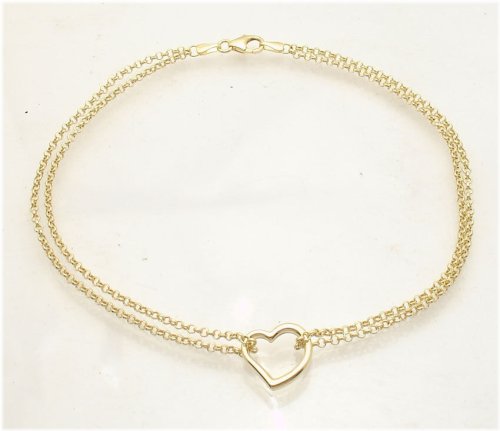 Golden Heart Double Chain Anklet