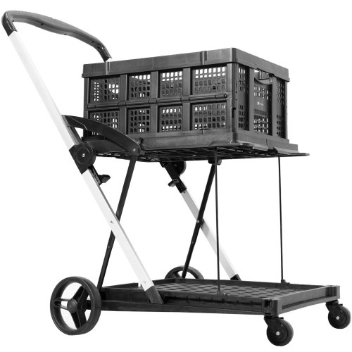 CartEase Foldable Rolling Trolley with Detachable Basket