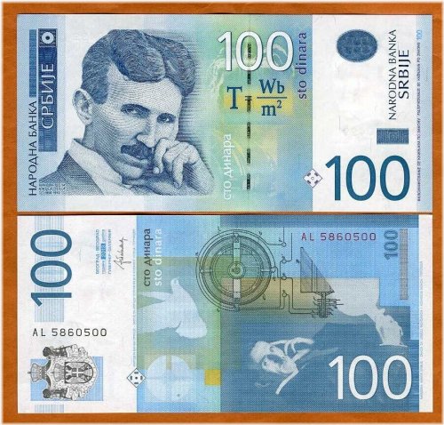 Tesla's Legacy - 100 Dinara Serbian Banknote