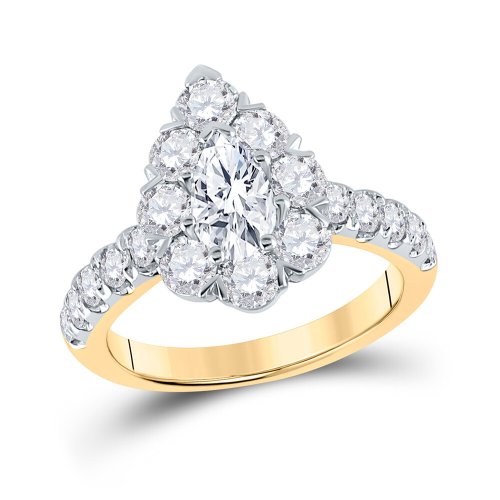 Golden Halo Diamond Pear Ring