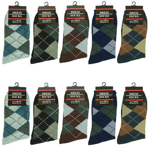 Multi-Color Argyle Crew Socks for Men