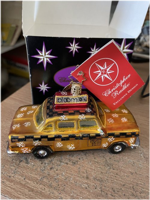 Big Apple Snowflake Taxi Glass Ornament