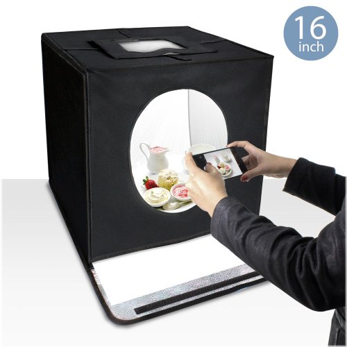 LightPro 16" Photo Cube Box with Continuous Lighting and White Backdrop