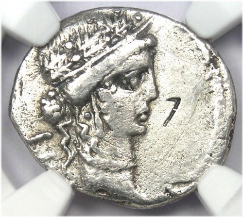 Caesar's Legacy: NGC Certified Fine Denarius Coin (48 BC, Female Head)