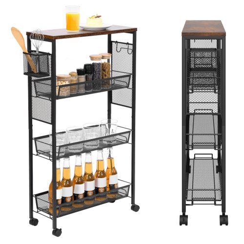 Kitchen Utility Cart with Storage Shelf and Wheels