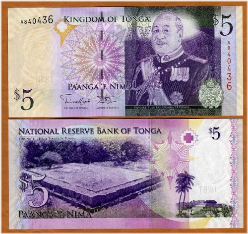 Tonga 5 Pa'anga Banknote (2012)