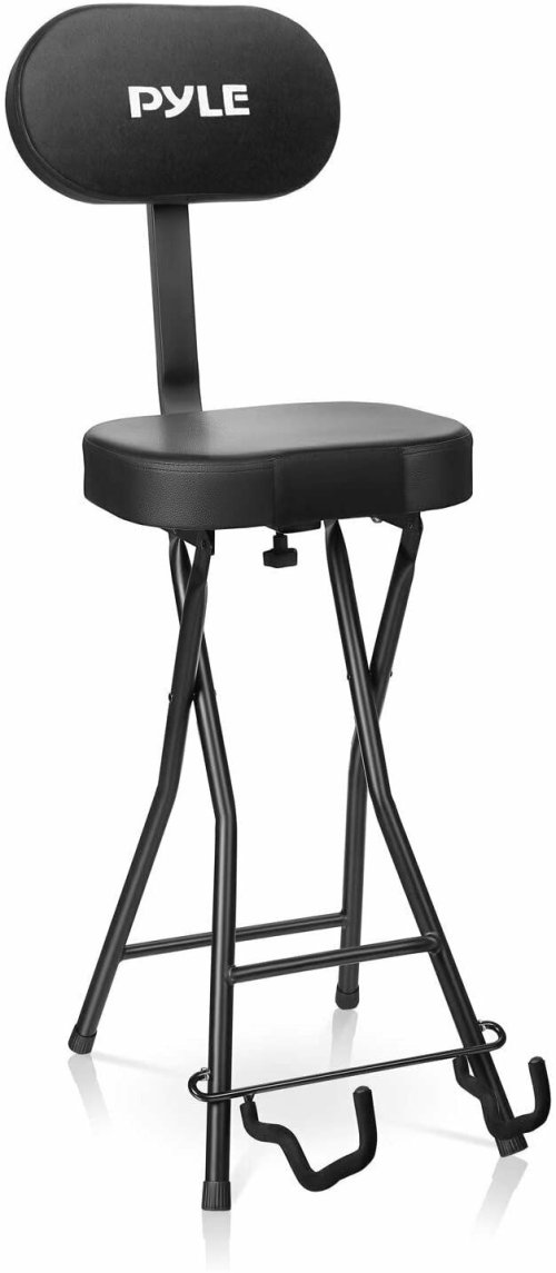 Performer's Stool with Adjustable Guitar Stand