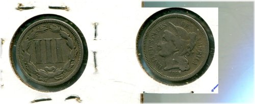 1868 3-Cent Nickel Fine