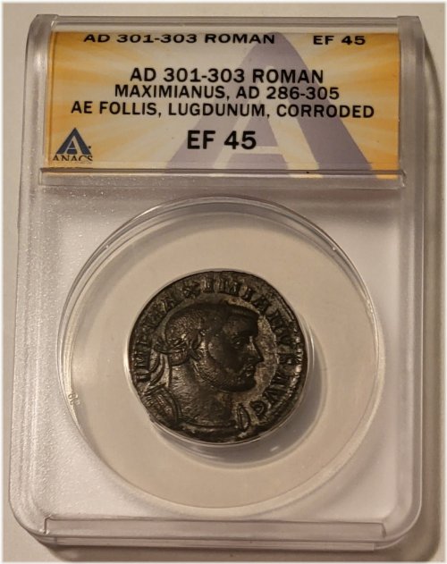 Maximianus Lugdunum Follis - XF45 (Corroded)