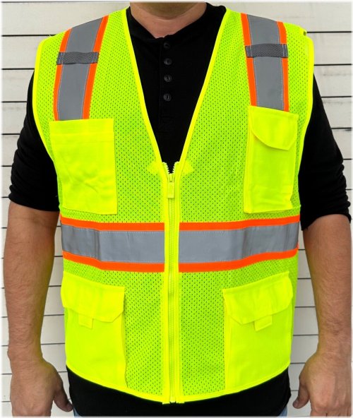 High Visibility Mesh Safety Vest with 4 Pockets