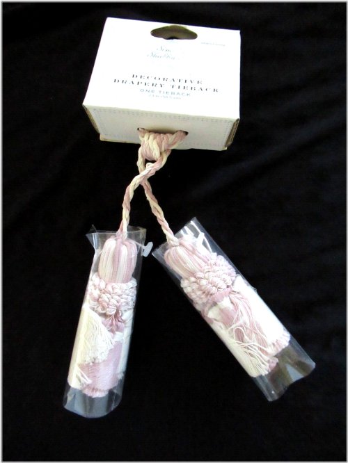 Fringe Tassel Curtain Tie Back in Pink Ivory Stripe