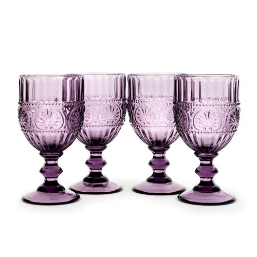 Vintage Purple Wine Glasses Set
