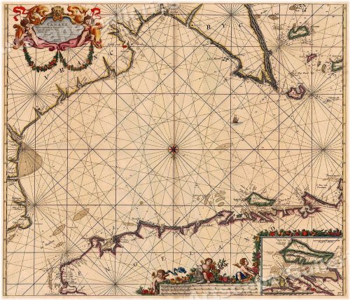 English Channel Navigational Map - Vintage Style (1702)