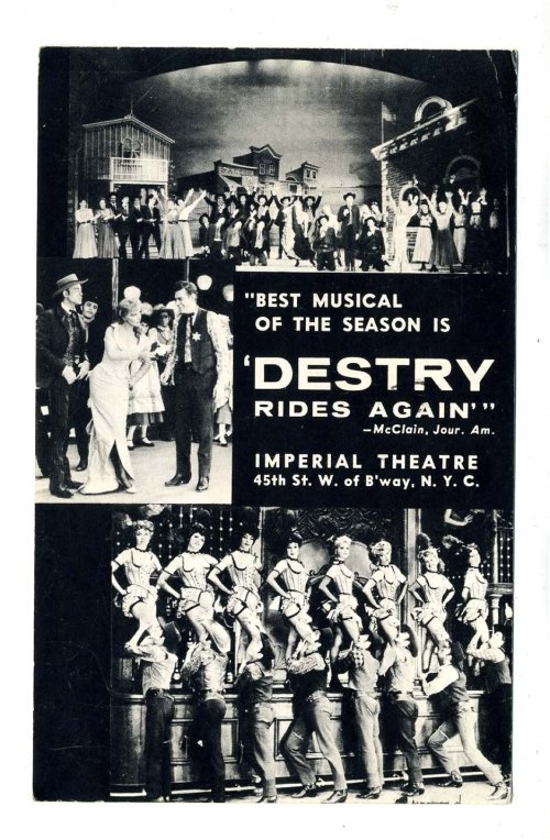 Destry Rides Again Broadway Postcard - Andy Griffith & Delores Gray, 1959