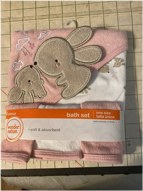 Pink Bunny Bath Set