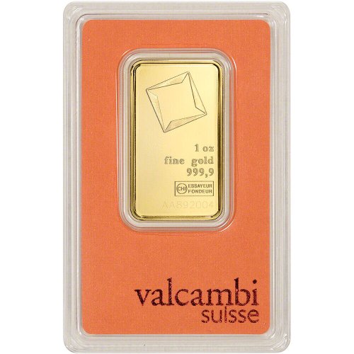 Valcambi Suisse Pure Gold Ingots - 1 oz. with Assay Certificate