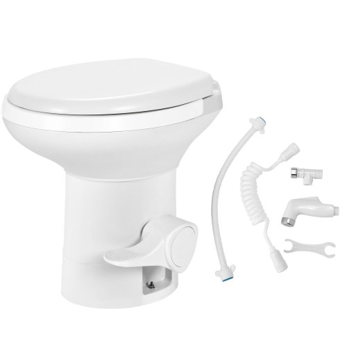 TravelEase Gravity Flush Toilet with Hand Sprayer for Portable Camping