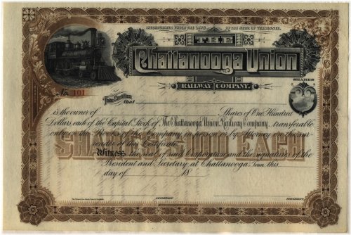 Chattanooga Union Railway Company Certificate