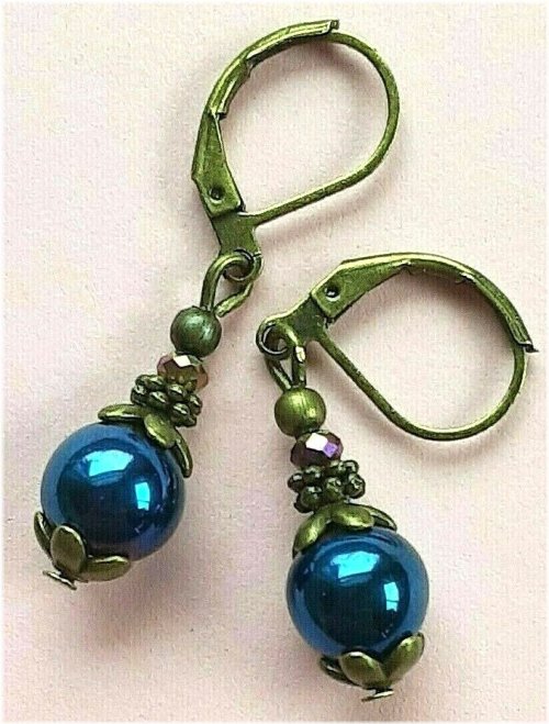 Rainbow Crystal Hematite Earrings with Bronze Leverback by Artisan XX