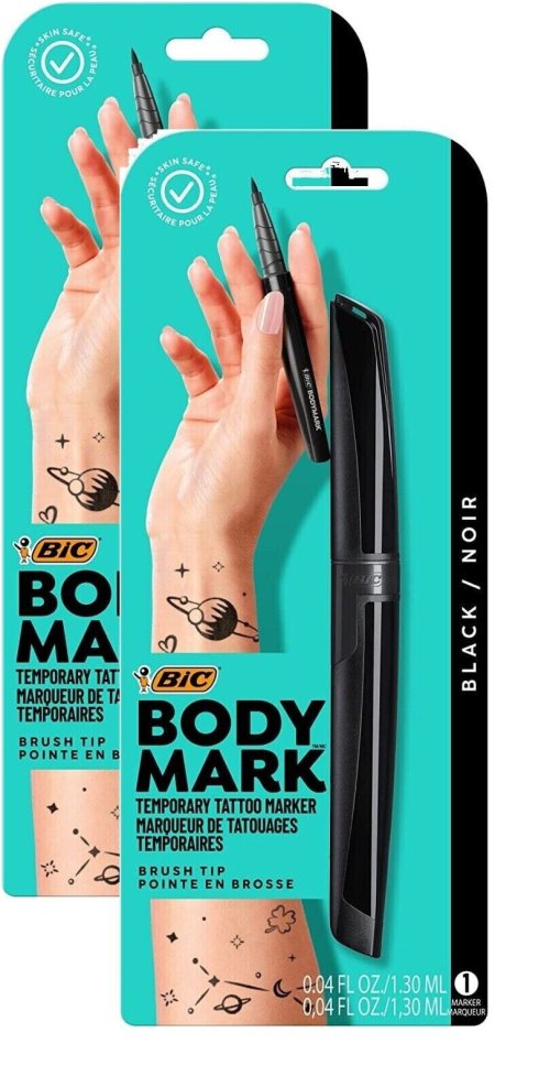 InkMaster Brushstroke Temporary Tattoo Markers, Onyx Black