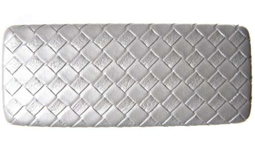 Silver Woven Eyeglass Case with Cleaning Cloth