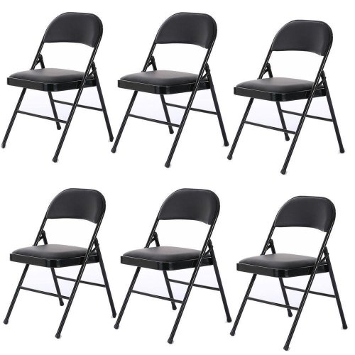 Black Steel Contoured Folding Chair Set