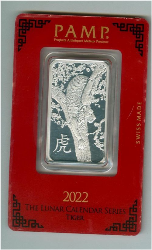 Tiger Lunar Platinum Bar in Assay Card
